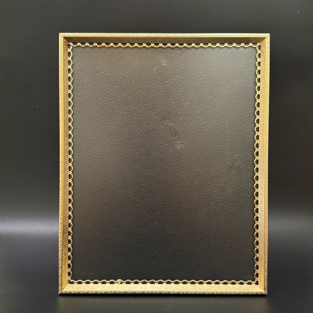 Vintage MCM Ornate Border Gold-tone Art Deco Picture Frame 10”X8”
